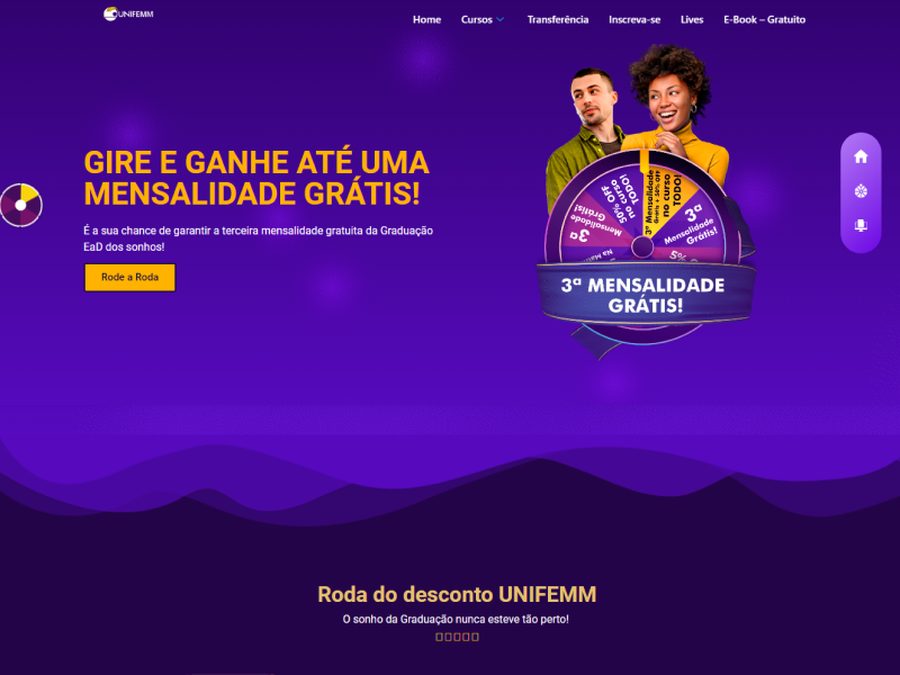 Landing page UNIFEMM desenvolvida pela SR Design